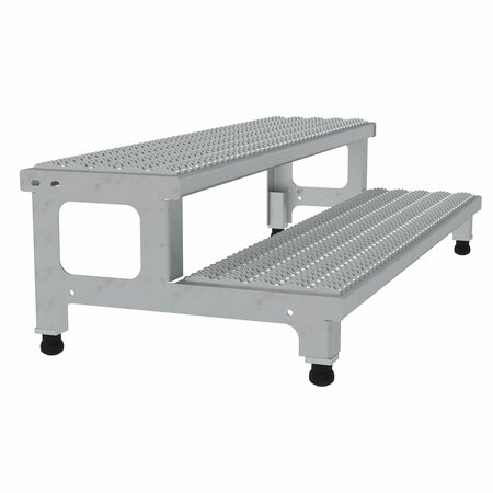 Vestil Adjustable Step Stand 2 Step Silver Stainless Steel 48" x 24" ASP-48-SS